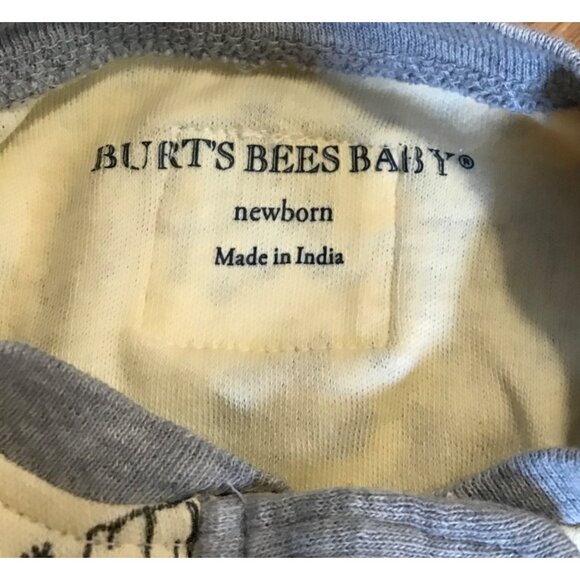 Burts Bees Baby Newborn Footed Sleeper Pajamas Yellow & Gray Zebra Print - Picture 4 of 7